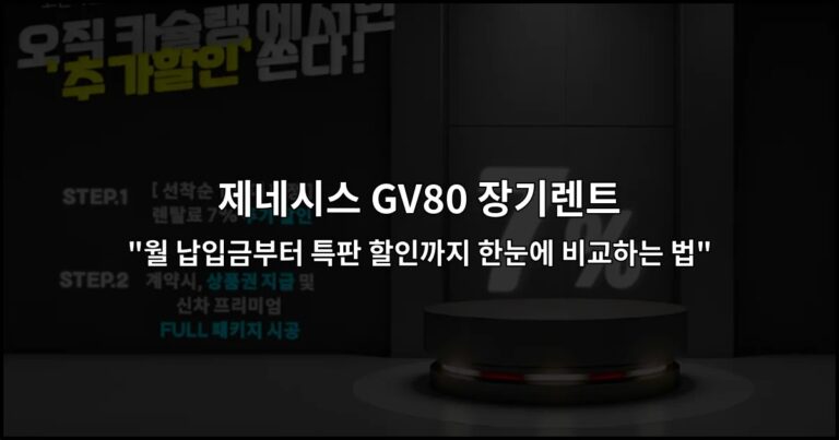 제네시스 GV80 장기렌트 “월 납입금부터 특판 할인까지 한눈에 비교하는 법”