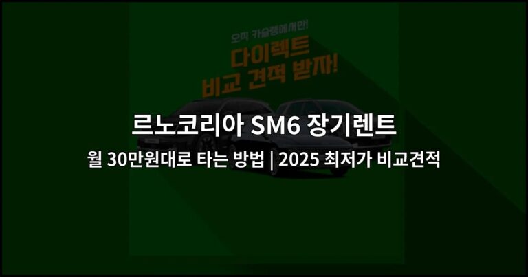 르노코리아 SM6 장기렌트 월 30만원대로 타는 방법 | 2025 최저가 비교견적