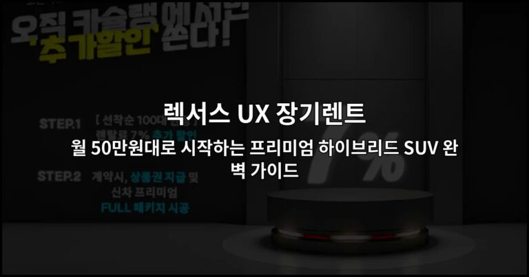 렉서스 UX 장기렌트 월 50만원대로 시작하는 프리미엄 하이브리드 SUV 완벽 가이드