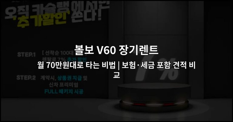 볼보 V60 장기렌트 월 70만원대로 타는 비법 | 보험·세금 포함 견적 비교