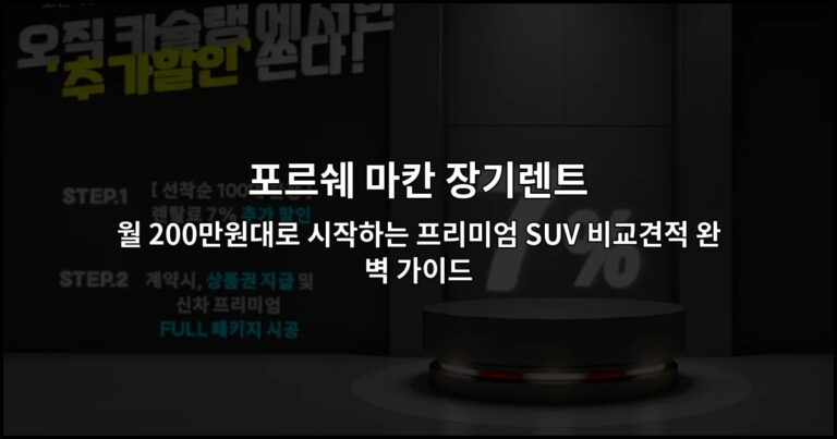 포르쉐 마칸 장기렌트 월 200만원대로 시작하는 프리미엄 SUV 비교견적 완벽 가이드