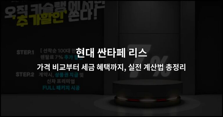 현대 싼타페 리스 가격 비교부터 세금 혜택까지, 실전 계산법 총정리