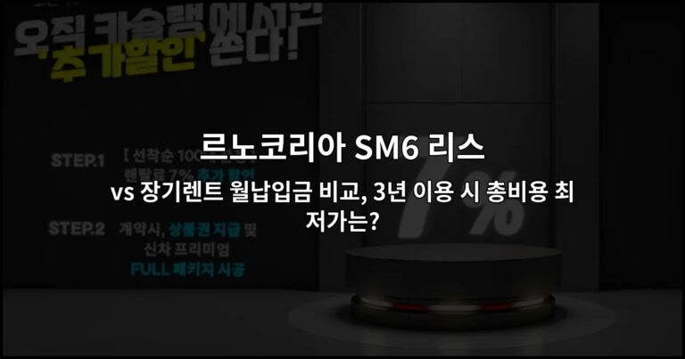 르노코리아 SM6 리스 vs 장기렌트 월납입금 비교, 3년 이용 시 총비용 최저가는?