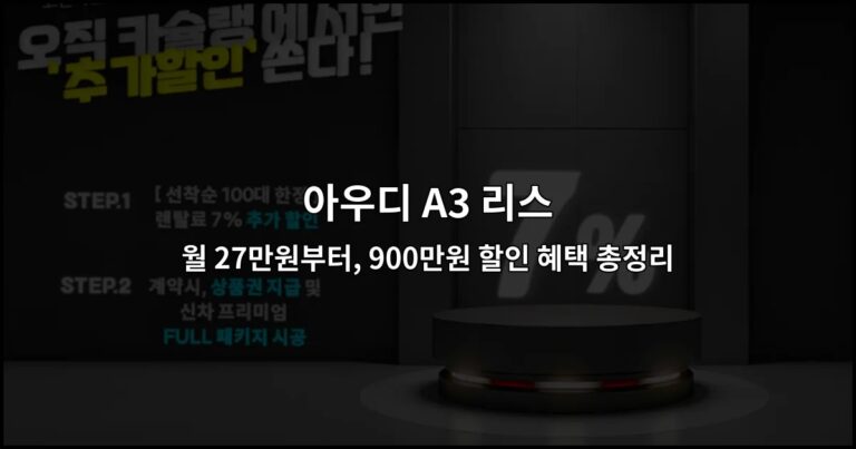아우디 A3 리스 월 27만원부터, 900만원 할인 혜택 총정리