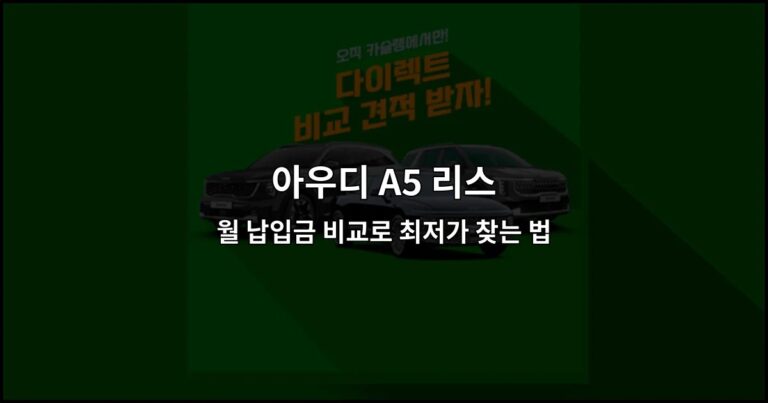 아우디 A5 리스 월 납입금 비교로 최저가 찾는 법
