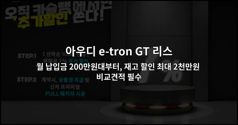 아우디 e-tron GT 리스 월 납입금 200만원대부터, 재고 할인 최대 2천만원 비교견적 필수