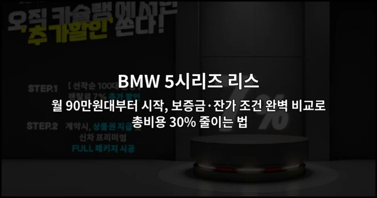 BMW 5시리즈 리스 월 90만원대부터 시작, 보증금·잔가 조건 완벽 비교로 총비용 30% 줄이는 법