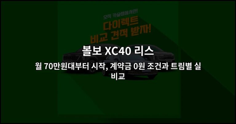 볼보 XC40 리스 월 70만원대부터 시작, 계약금 0원 조건과 트림별 실비교