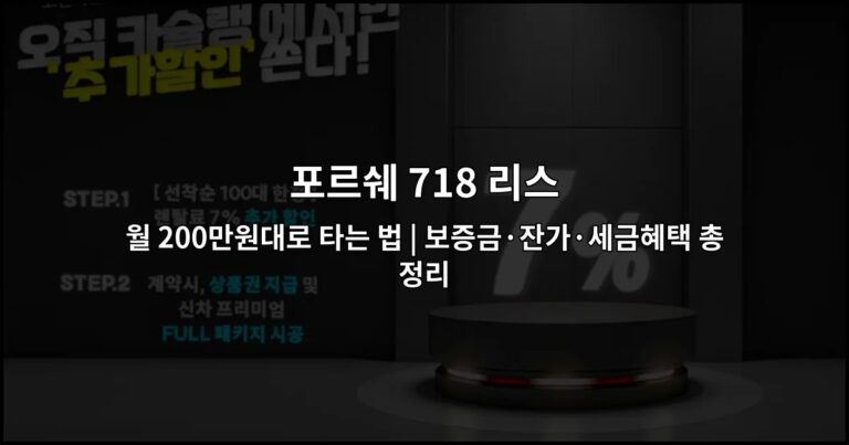 포르쉐 718 리스 월 200만원대로 타는 법 | 보증금·잔가·세금혜택 총정리