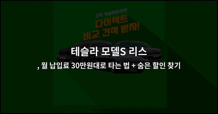 테슬라 모델S 리스 , 월 납입료 30만원대로 타는 법 + 숨은 할인 찾기