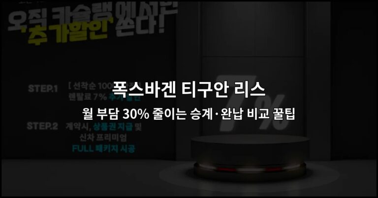 폭스바겐 티구안 리스 월 부담 30% 줄이는 승계·완납 비교 꿀팁