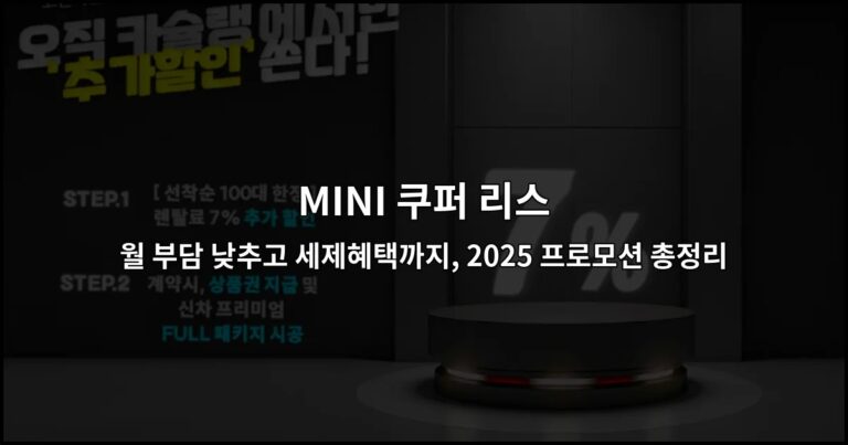 MINI 쿠퍼 리스 월 부담 낮추고 세제혜택까지, 2025 프로모션 총정리